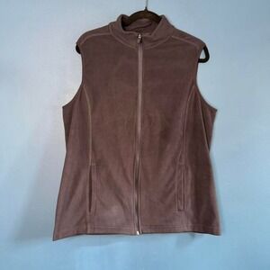 Lands‎ End Fleece Vest Women's Size Large Blue Gorpcore Utility Winter Soft Cozy